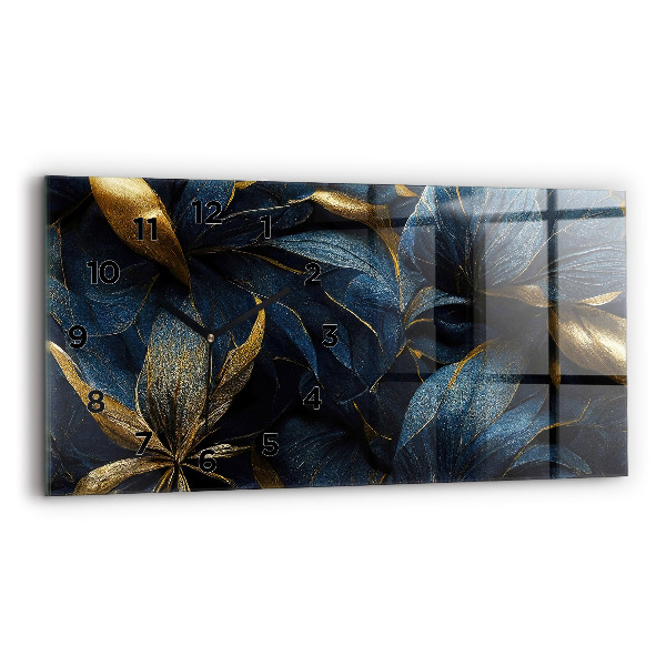 Zegar szklany poziomy Dekoracyjne kwiaty