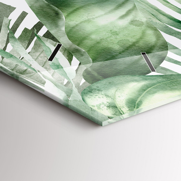 Zegar szklany poziomy Liście roślin