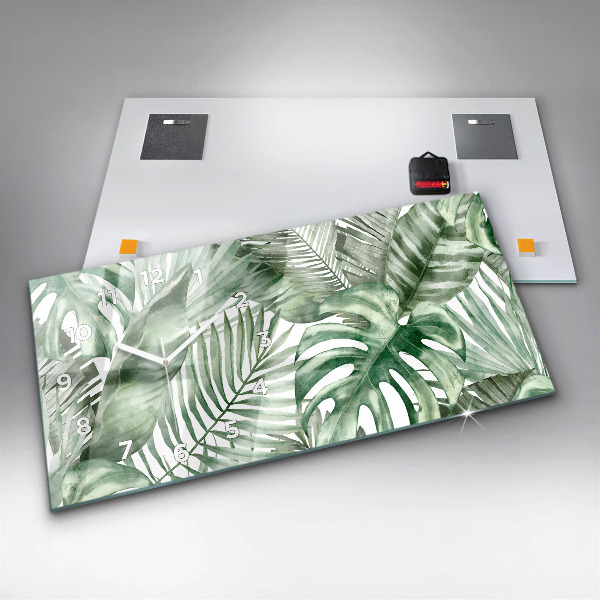 Zegar szklany poziomy Liście roślin