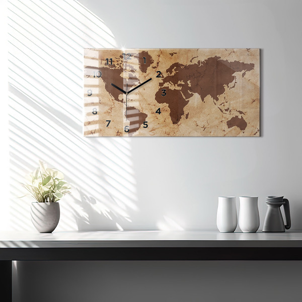 Zegar ścienny poziomy Vintage mapa świata