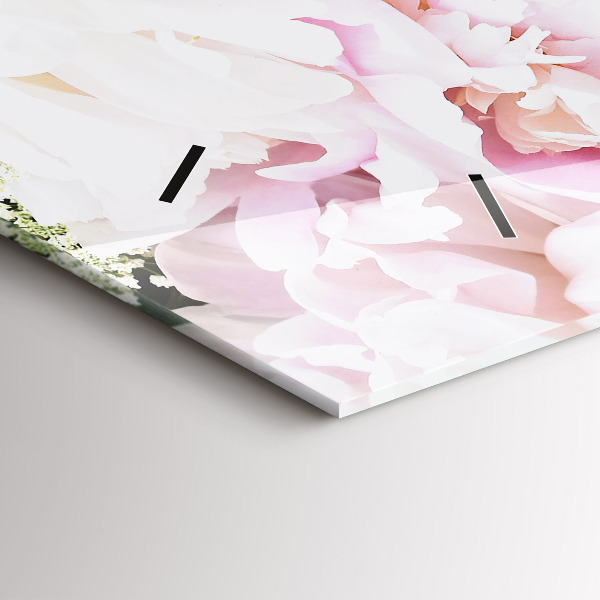 Zegar szklany poziomy Dekoracyjne kwiaty