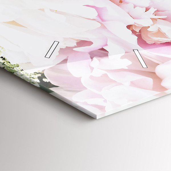 Zegar szklany poziomy Dekoracyjne kwiaty