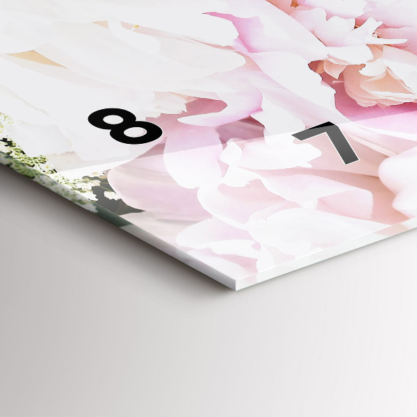 Zegar szklany poziomy Dekoracyjne kwiaty