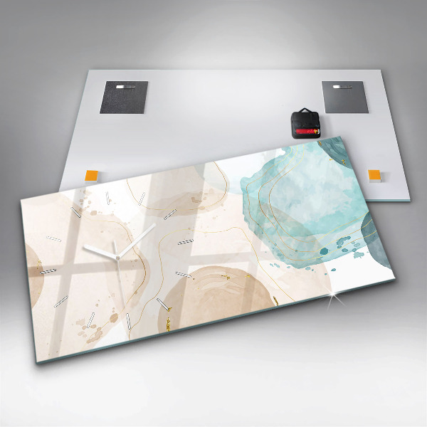 Zegar szklany poziomy Akwarela plamy