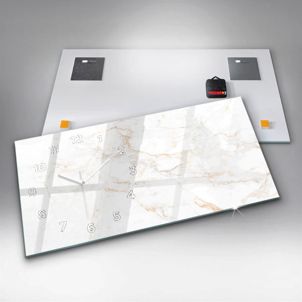 Zegar szklany poziomy Elegancki marmur