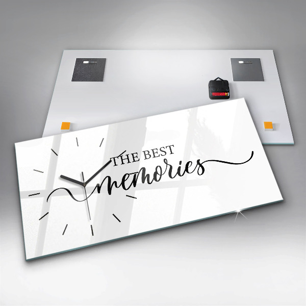 Zegar szklany poziomy Napis Memories
