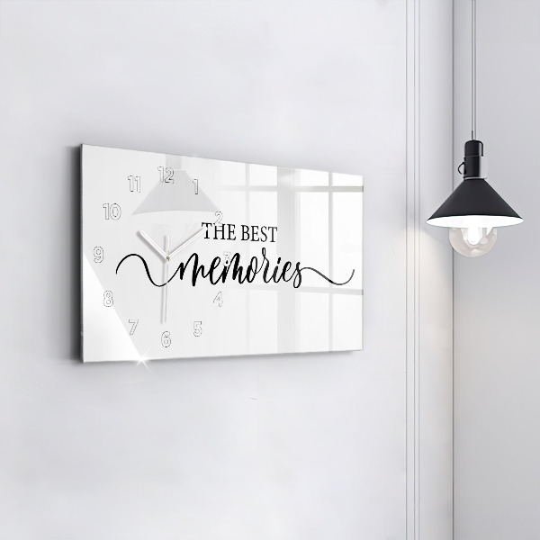Zegar szklany poziomy Napis Memories