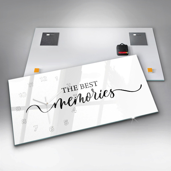 Zegar szklany poziomy Napis Memories