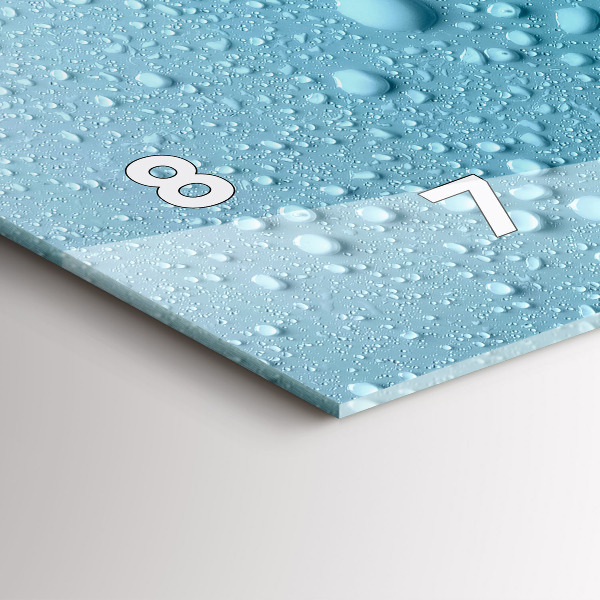 Zegar szklany poziomy Krople wody