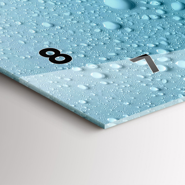 Zegar szklany poziomy Krople wody