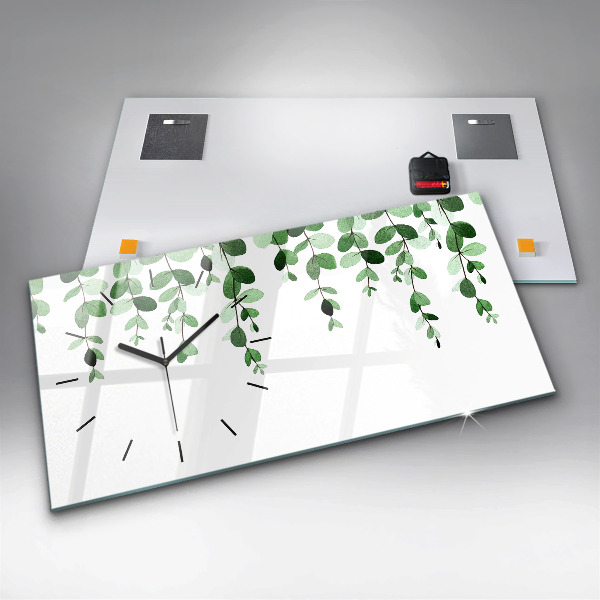 Zegar szklany poziomy Liście roślin