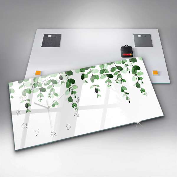 Zegar szklany poziomy Liście roślin