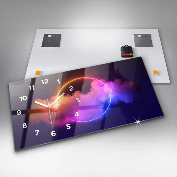 Zegar szklany poziomy 3D dym abstrakcja