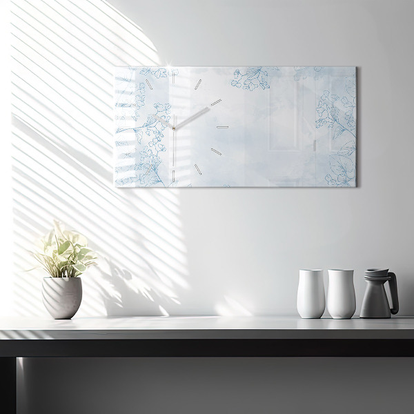 Zegar szklany poziomy Szkic roślin