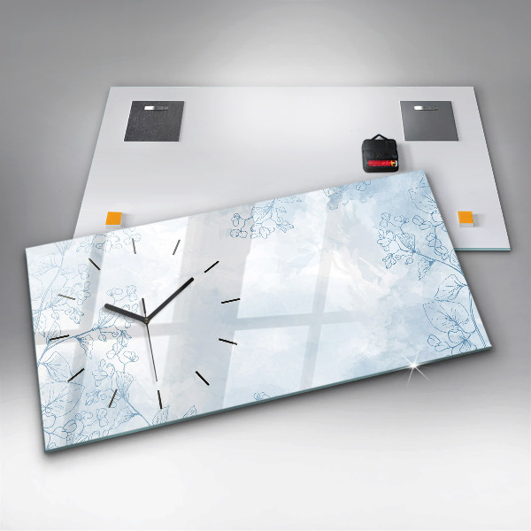 Zegar szklany poziomy Szkic roślin