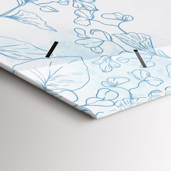 Zegar szklany poziomy Szkic roślin