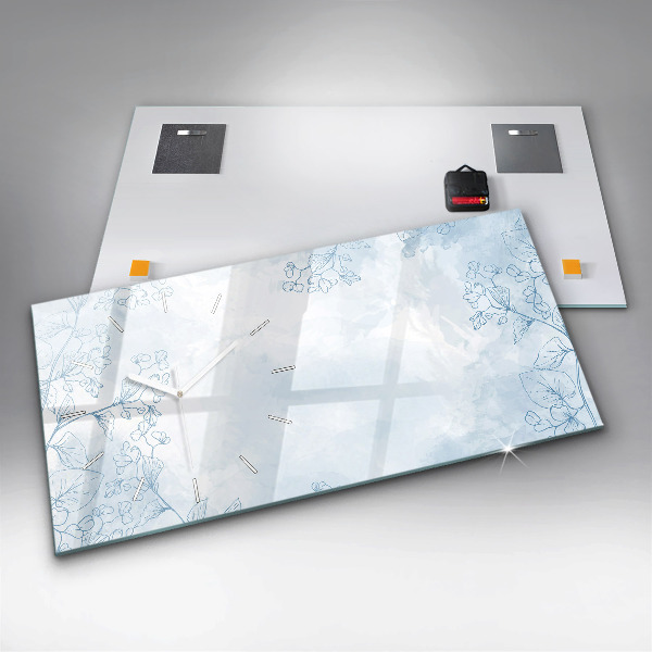 Zegar szklany poziomy Szkic roślin