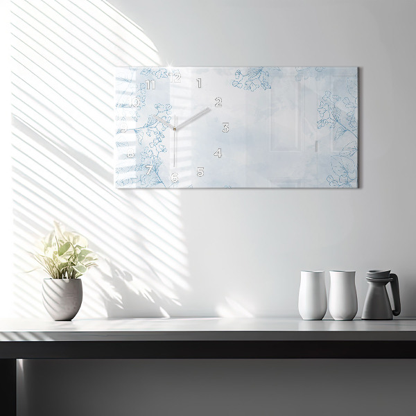 Zegar szklany poziomy Szkic roślin