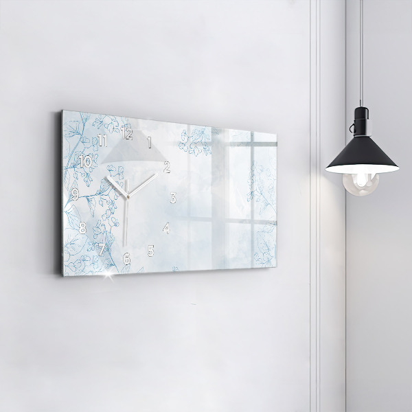 Zegar szklany poziomy Szkic roślin