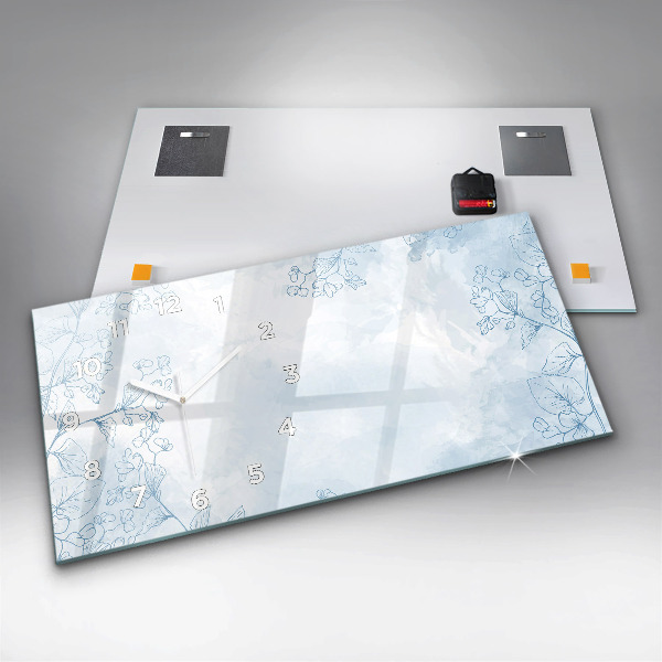 Zegar szklany poziomy Szkic roślin