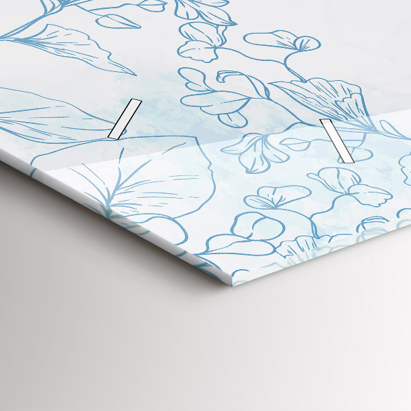 Zegar szklany poziomy Szkic roślin