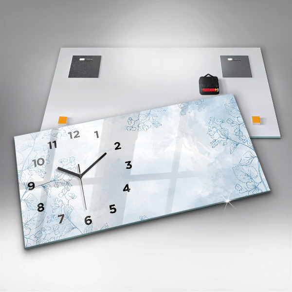 Zegar szklany poziomy Szkic roślin