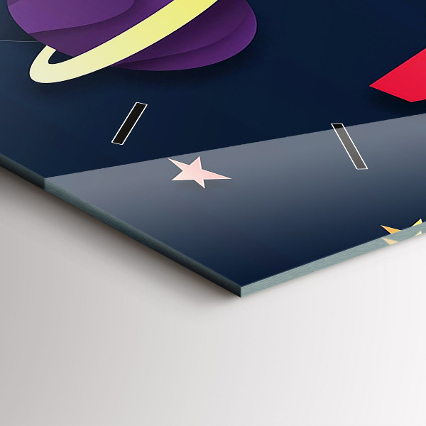 Zegar szklany poziomy Dziecięcy kosmos