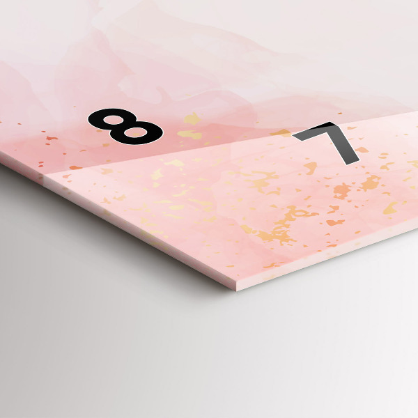 Zegar szklany poziomy Różowy marmur