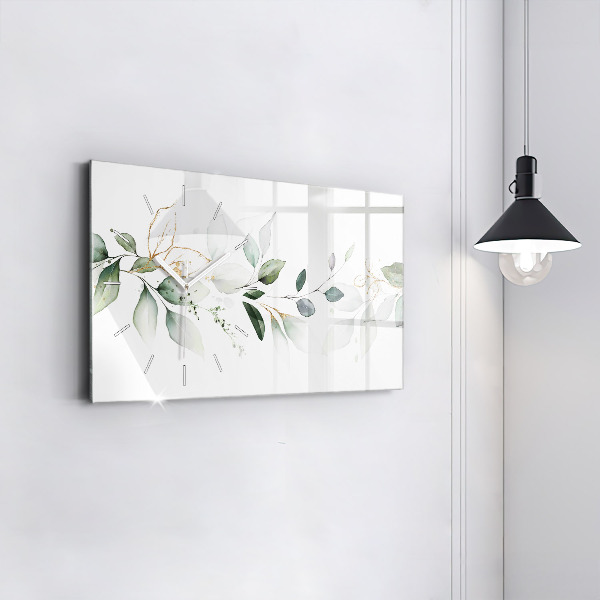 Zegar szklany poziomy Abstrakcja liście