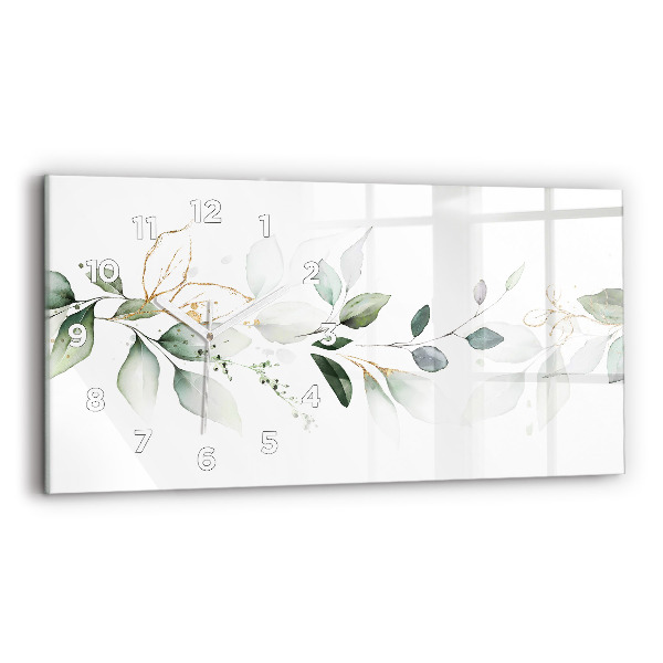 Zegar szklany poziomy Abstrakcja liście