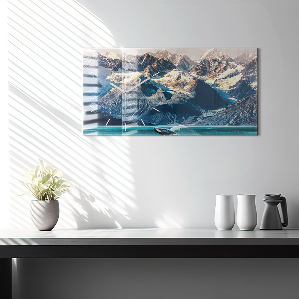 Zegar szklany poziomy Wieloryb woda