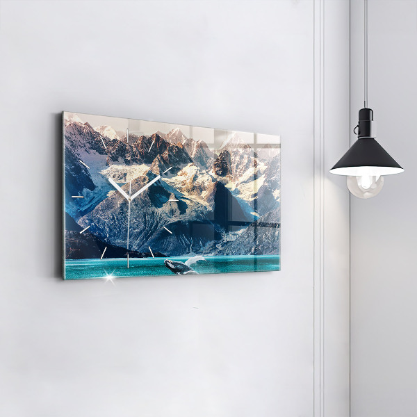 Zegar szklany poziomy Wieloryb woda