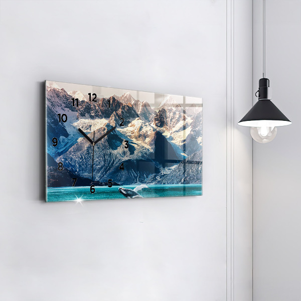 Zegar szklany poziomy Wieloryb woda