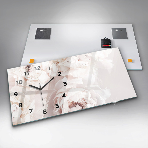 Zegar szklany poziomy Kwiaty piwonii