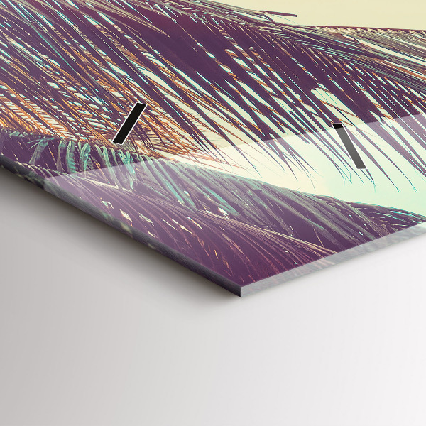 Zegar szklany poziomy Tropikalne palmy