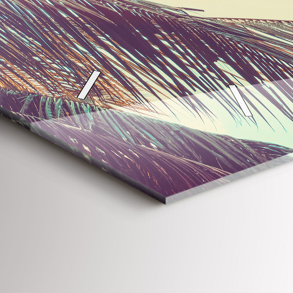 Zegar szklany poziomy Tropikalne palmy