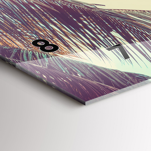 Zegar szklany poziomy Tropikalne palmy