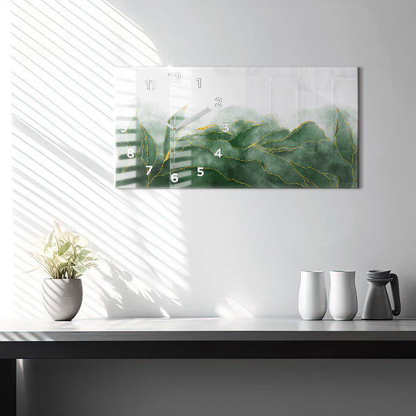 Zegar szklany poziomy Abstrakcja liście