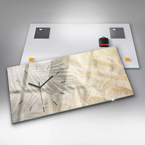 Zegar szklany poziomy Cień palmy piasek