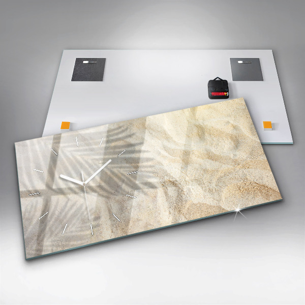 Zegar szklany poziomy Cień palmy piasek