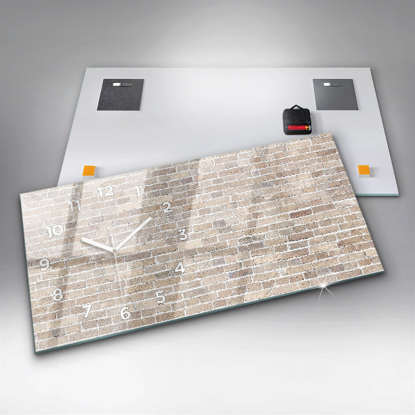 Zegar szklany poziomy Ceglana ściana