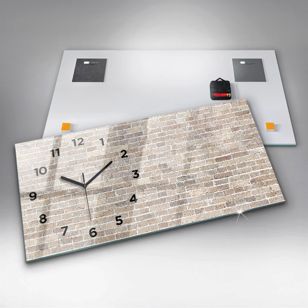 Zegar szklany poziomy Ceglana ściana