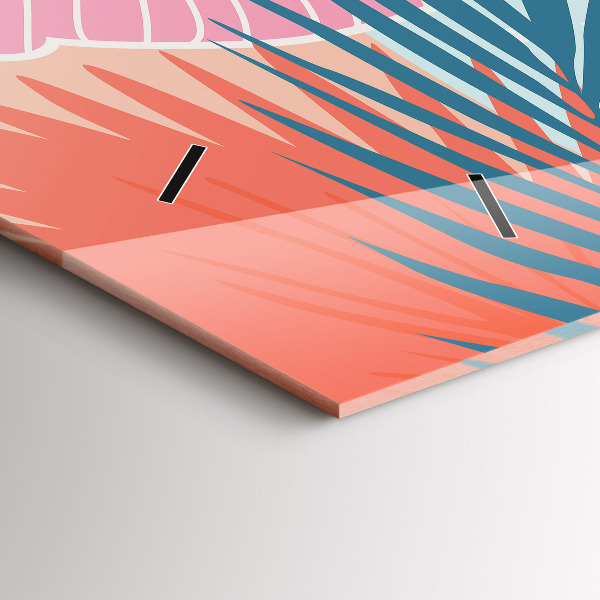 Zegar szklany poziomy Pastelowe liście