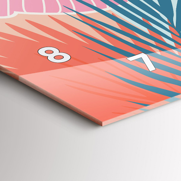 Zegar szklany poziomy Pastelowe liście