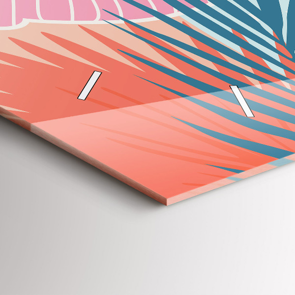 Zegar szklany poziomy Pastelowe liście