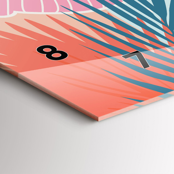 Zegar szklany poziomy Pastelowe liście