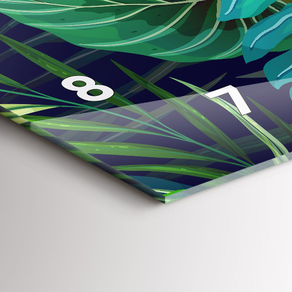 Zegar szklany poziomy Egzotyczne liście