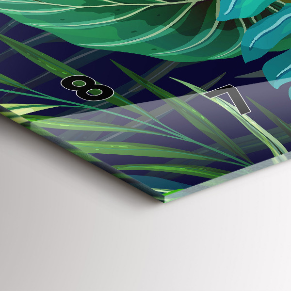 Zegar szklany poziomy Egzotyczne liście