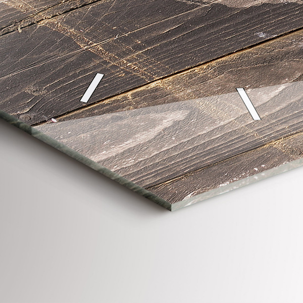 Zegar szklany poziomy Mapa świata na drewnie