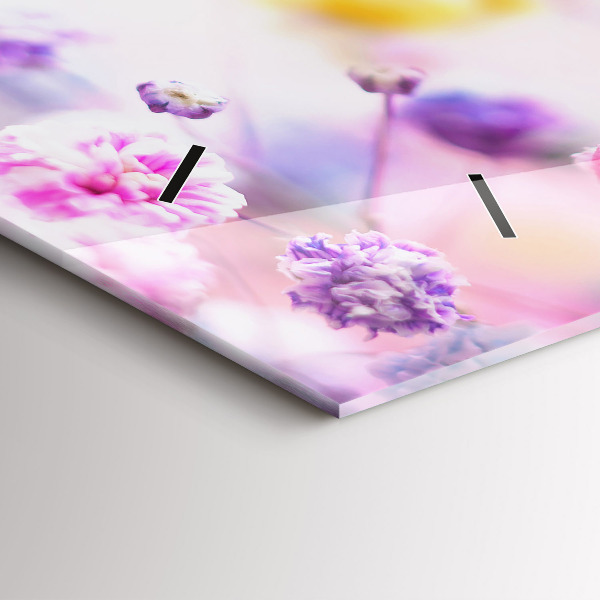 Zegar szklany poziomy Kwiaty na łące